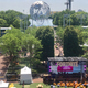 The Fortnite World Cup fan festival with the iconic World’s Fair Unisphere in the background